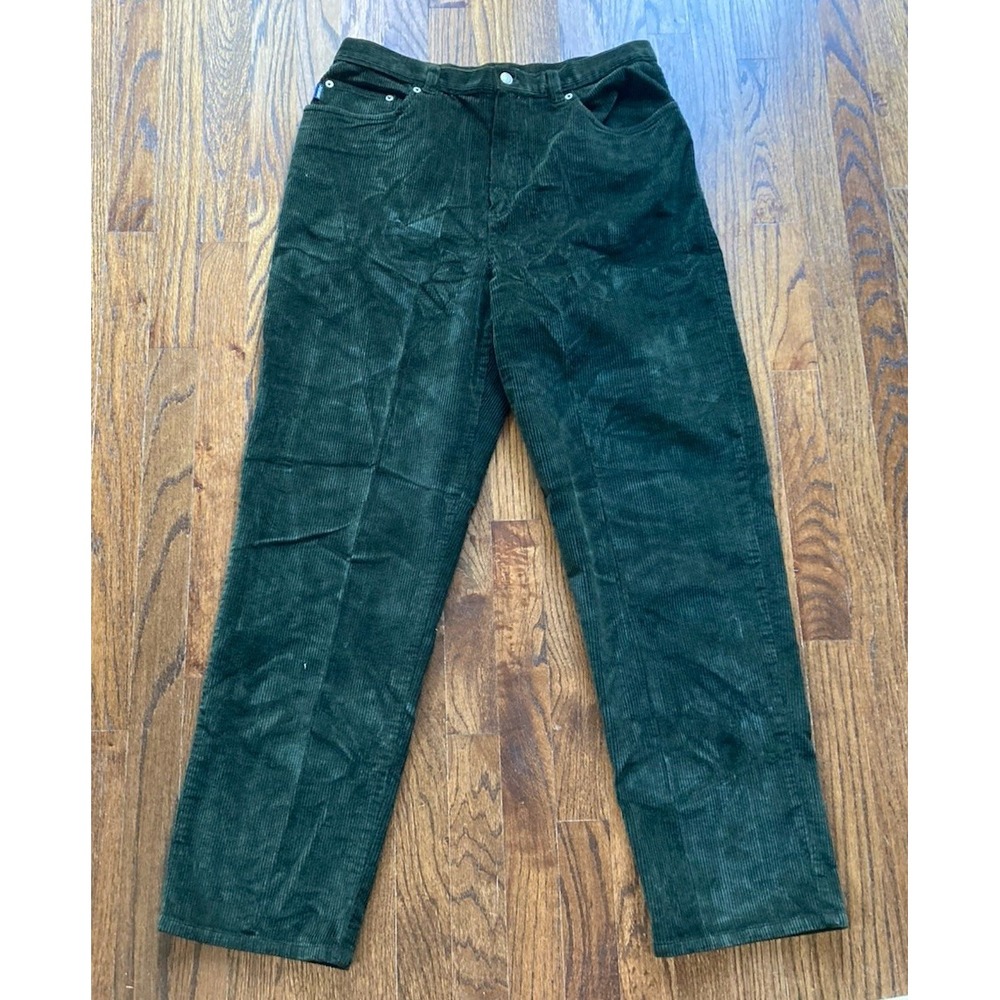 Vintage Lauren Ralph Lauren Corduroy Pants Womens 14 Green Thick Cotton Preppy